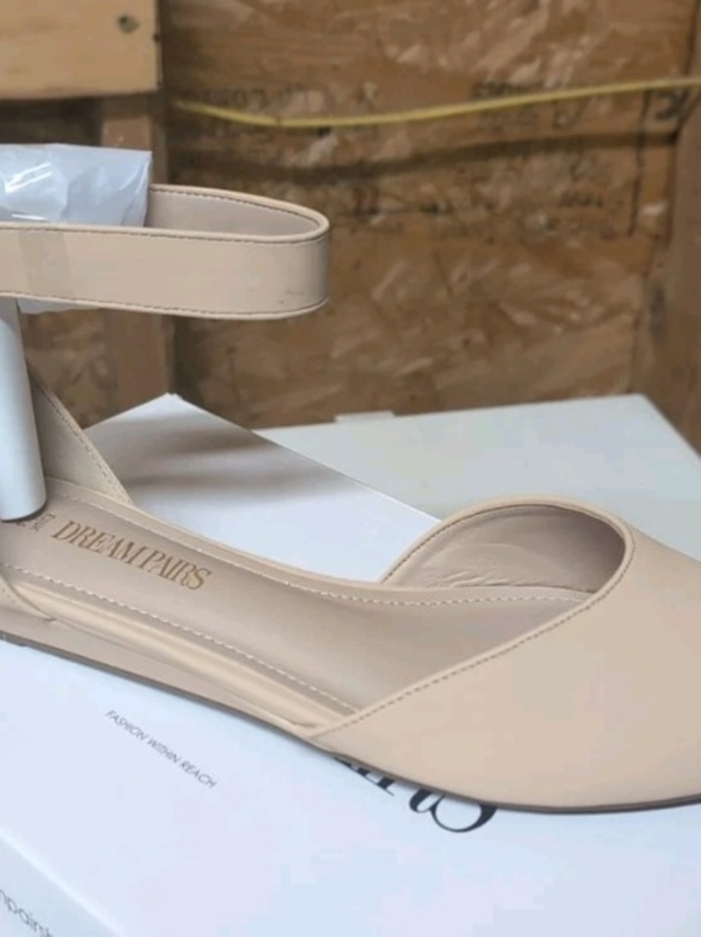 Dream Pairs Beige Ankle-Strap Ballet Flat